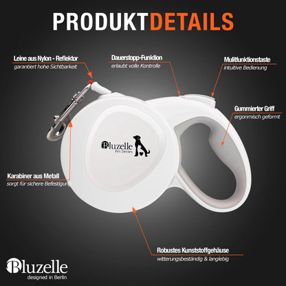 Bluzelle ShineFlex XXL Reflektor Roll-Leine – 8m Flexibilität & Sichtbarkeit