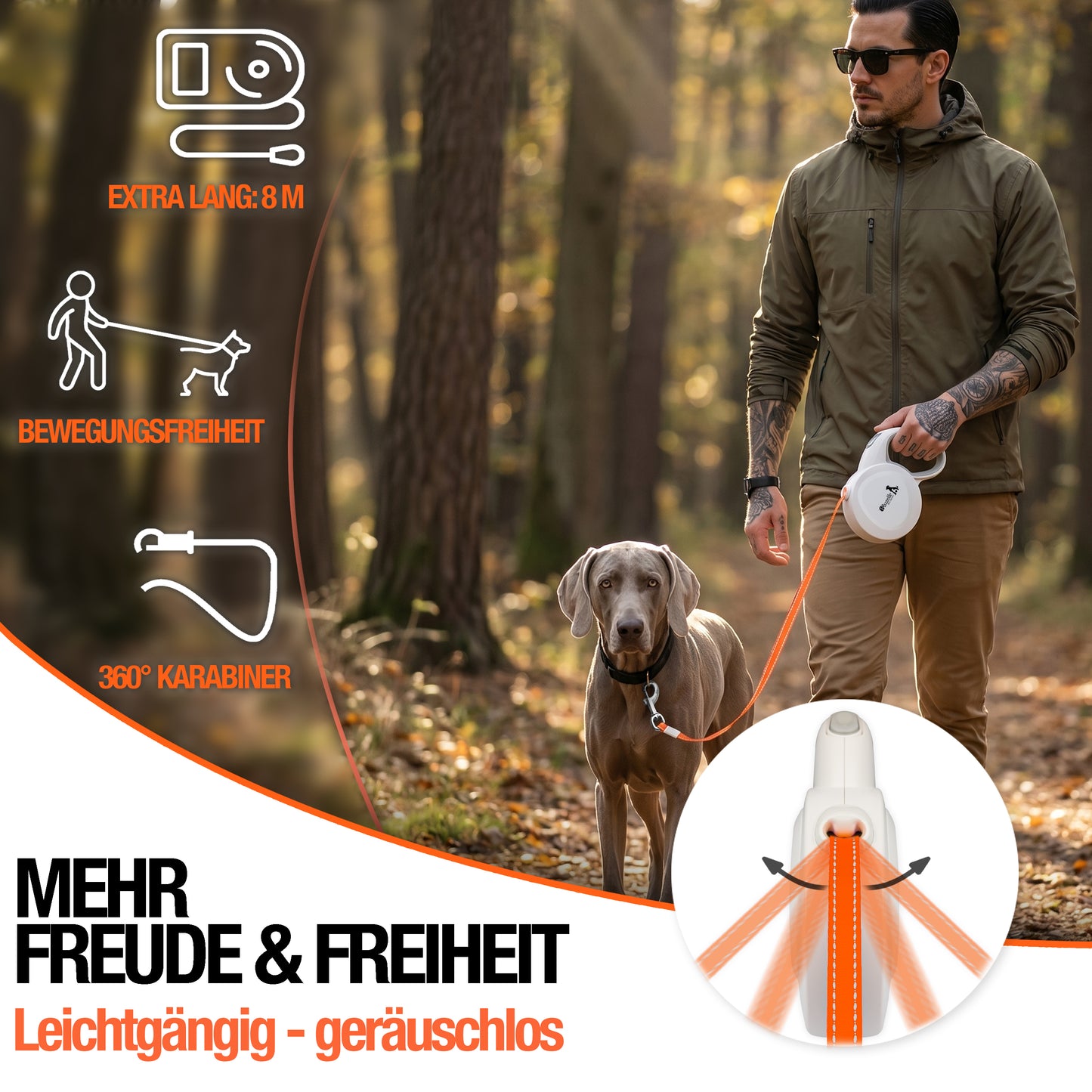 Bluzelle ShineFlex XXL Reflektor Roll-Leine – 8m Flexibilität & Sichtbarkeit