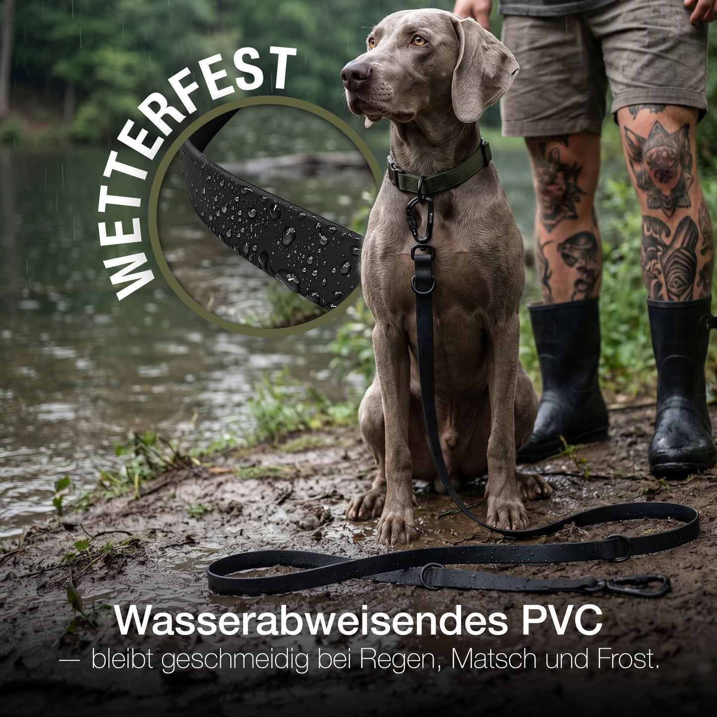 Bluzelle WeatherGuard 3m PVC-Hundeleine – Multifunktional & Wetterfest