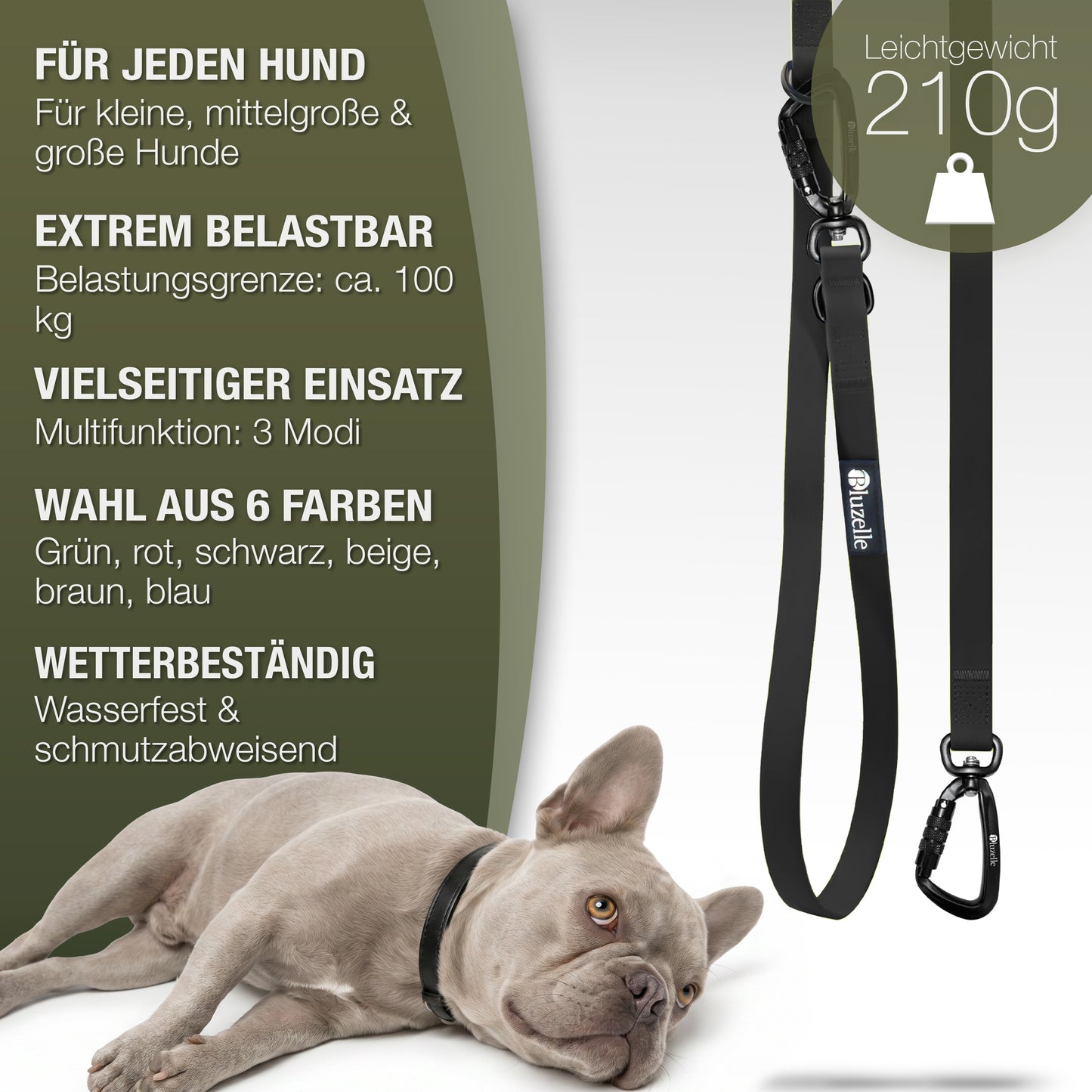 Bluzelle WeatherGuard 3m PVC-Hundeleine – Multifunktional & Wetterfest