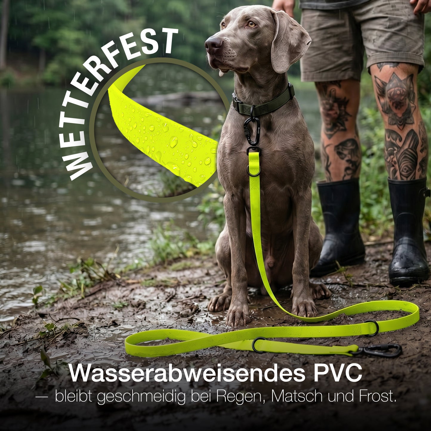 Bluzelle WeatherGuard 3m PVC-Hundeleine – Multifunktional & Wetterfest