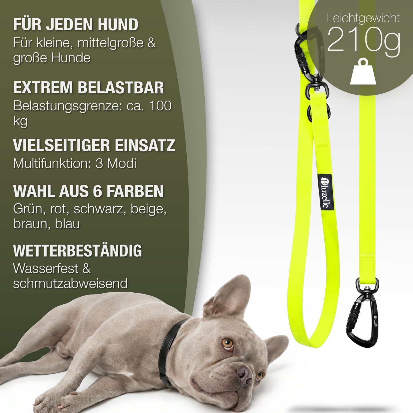 Bluzelle WeatherGuard 3m PVC-Hundeleine – Multifunktional & Wetterfest