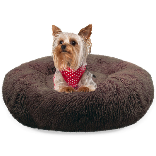 Bluzelle CozyCircle rundes Donut Hundebett – Komfort & Gemütlichkeit XXS-50 cm Coffee