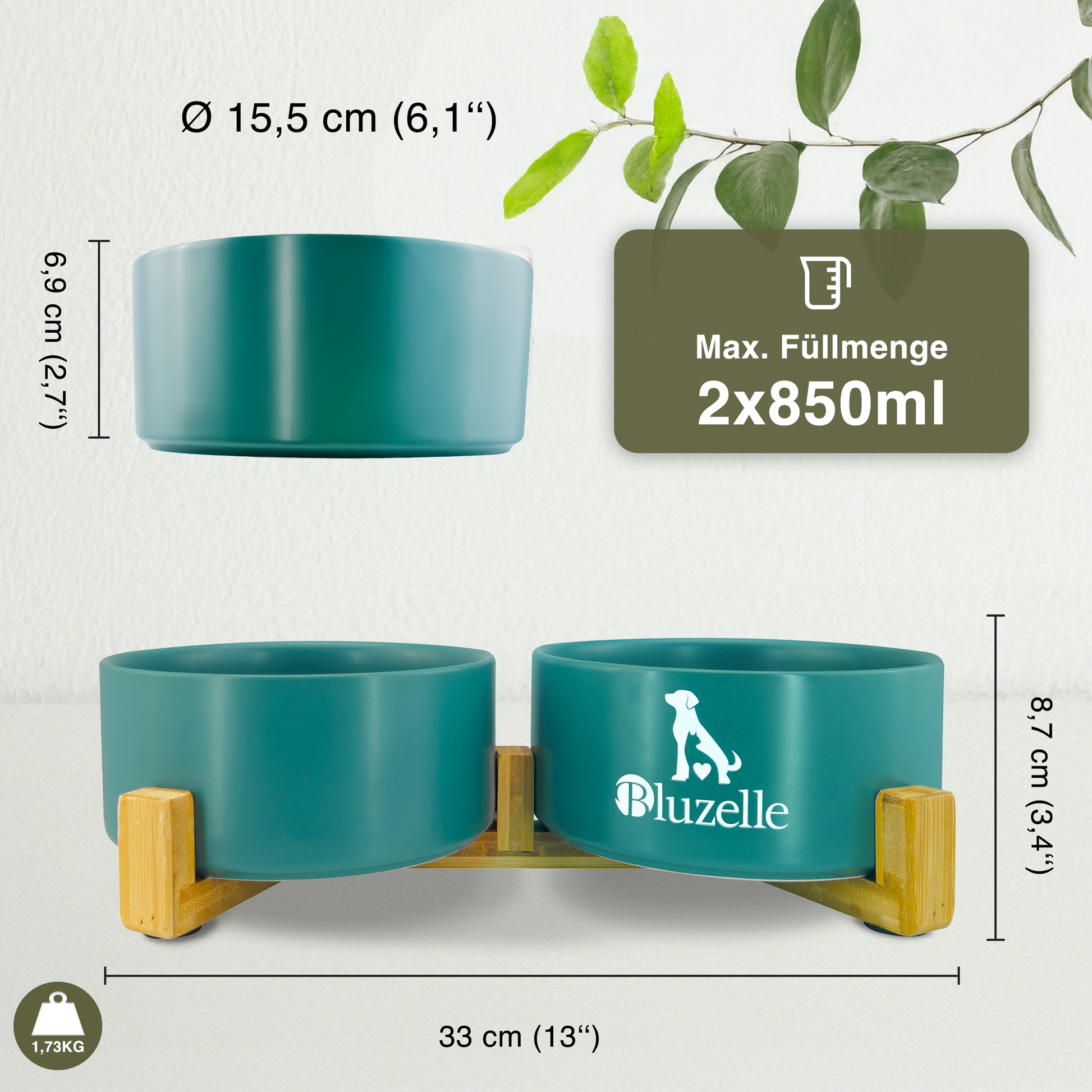 Bluzelle Balance Bowl Hundenapf 2-in-1 XXL 850ml
