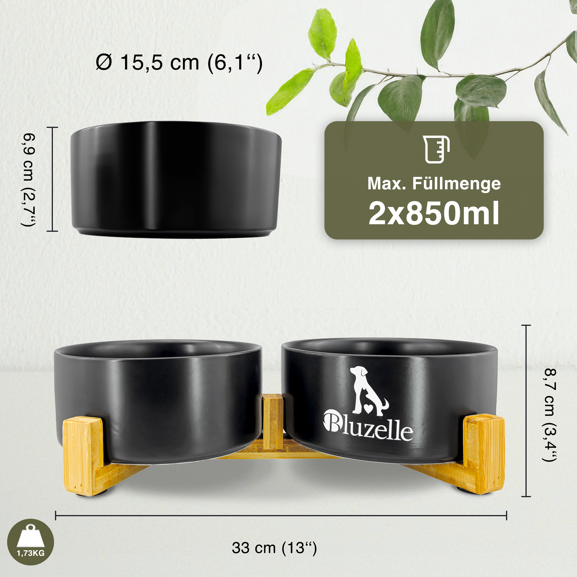 Bluzelle Balance Bowl Hundenapf 2-in-1 XXL 850ml
