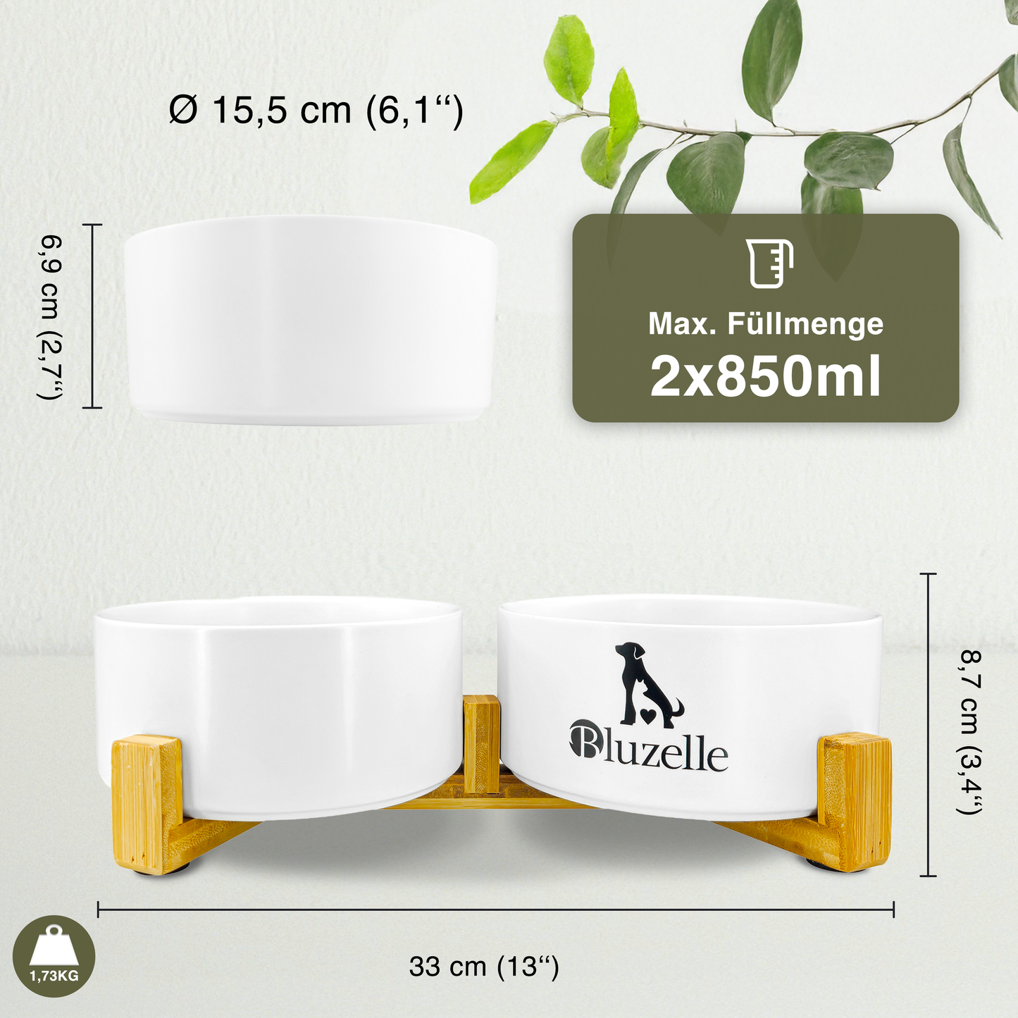 Bluzelle Balance Bowl Hundenapf 2-in-1 XXL 850ml