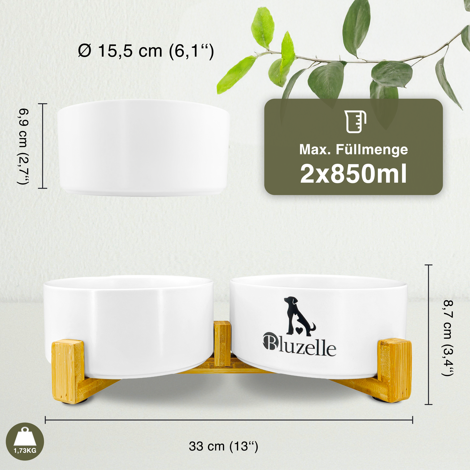 Bluzelle Balance Bowl Hundenapf 2-in-1 XXL 850ml