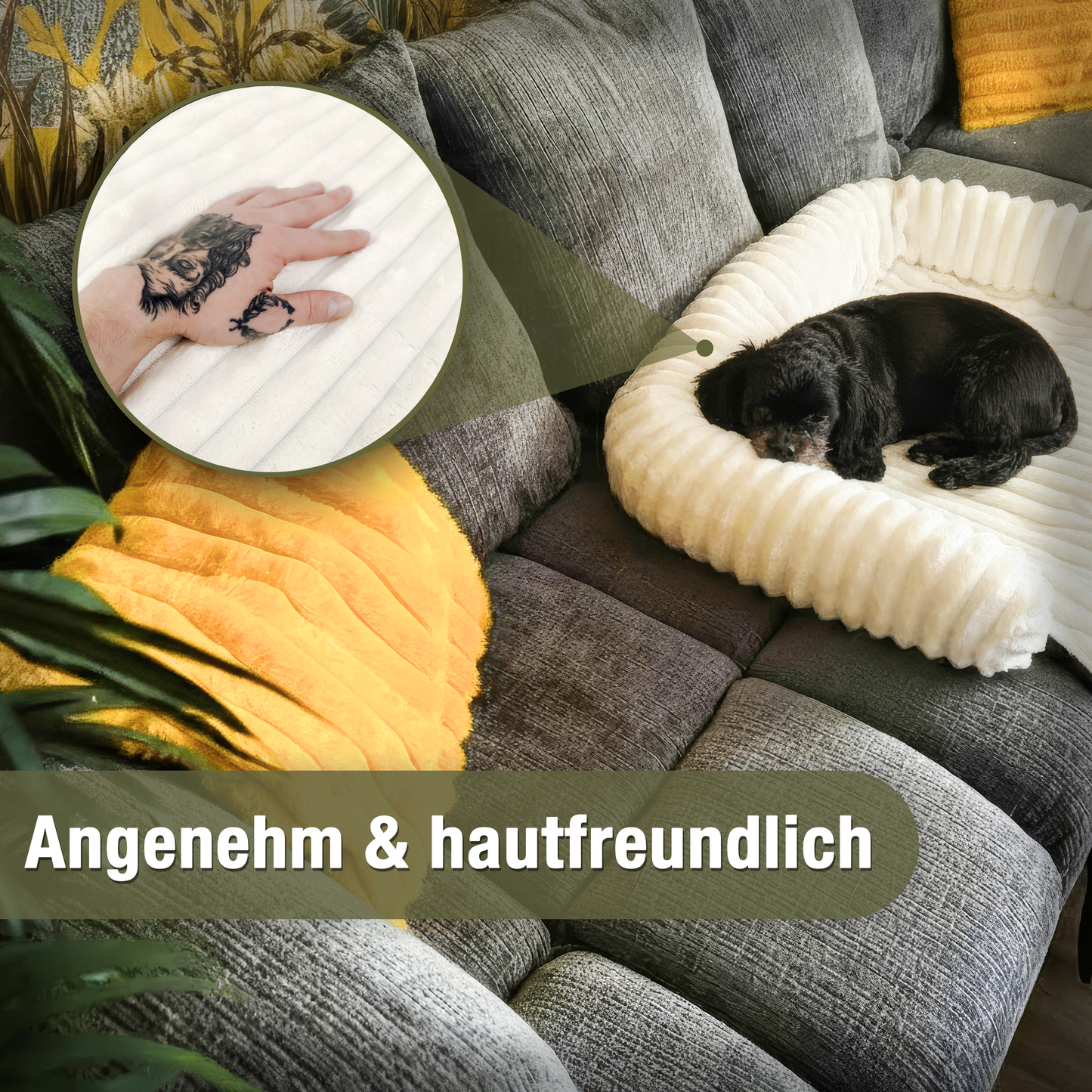 Bluzelle VelvetPaw Sofaschutz Hundebett – Wasserfeste Couchauflage in Cordoptik