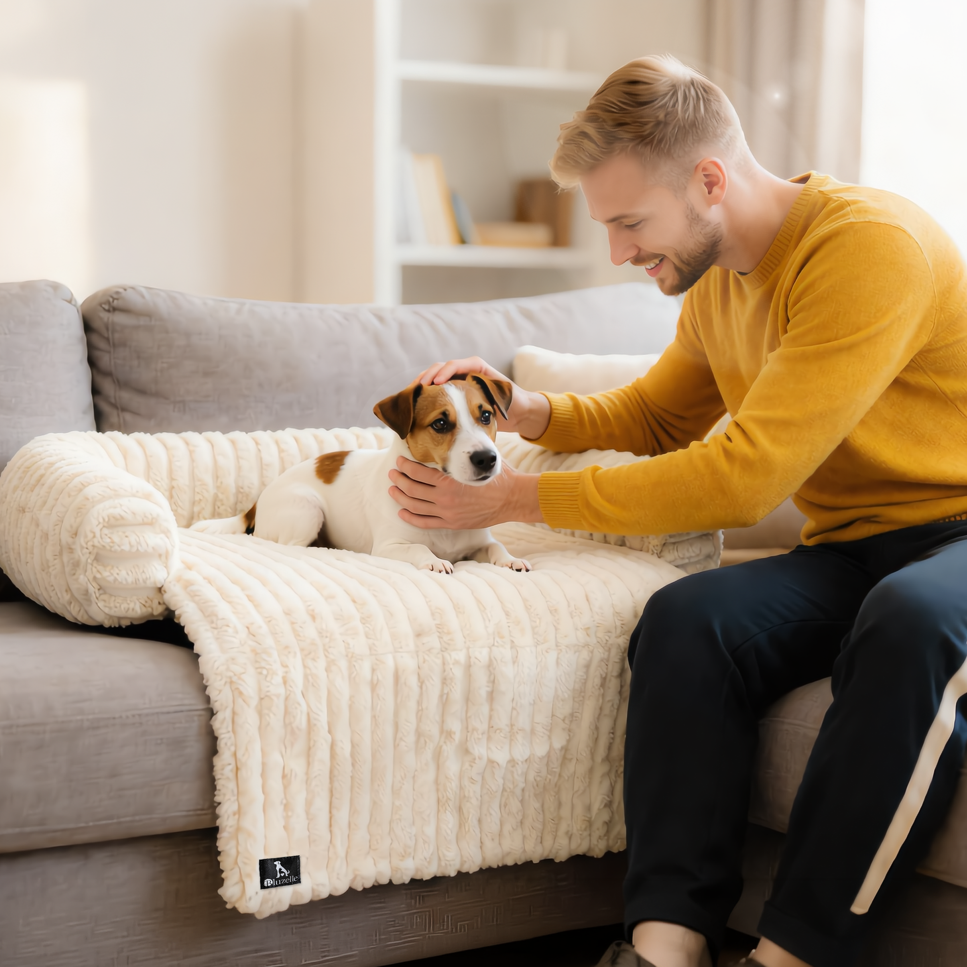 Bluzelle VelvetPaw Sofaschutz Hundebett – Wasserfeste Couchauflage in Cordoptik