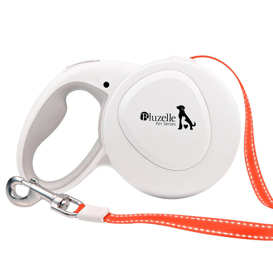Bluzelle ShineFlex XXL Reflektor Roll-Leine – 8m Flexibilität & Sichtbarkeit Weiß Orange