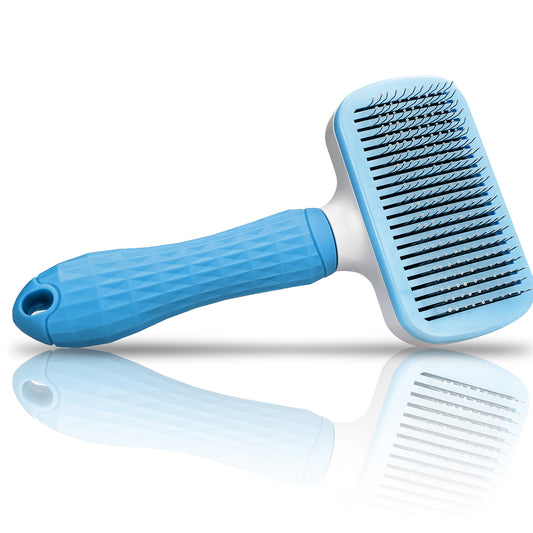 Bluzelle PetClean Tierpflegebürste – Selbstreinigende Bürste für Hunde, Katzen & mehr Blau