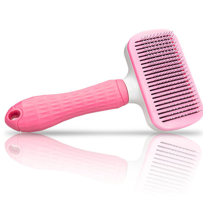 Bluzelle PetClean Tierpflegebürste – Selbstreinigende Bürste für Hunde, Katzen & mehr Pink